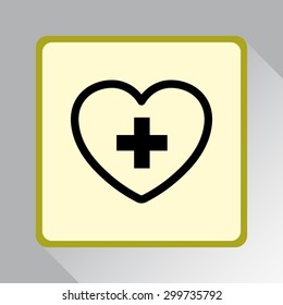 Heart with cross sign icon, vector illustration. Flat design style