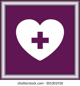 Heart with cross sign icon, vector illustration. Flat design style
