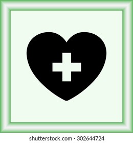 Heart with cross sign icon, vector illustration. Flat design style