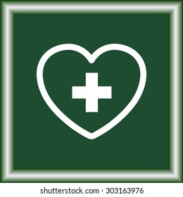 Heart with cross sign icon, vector illustration. Flat design style