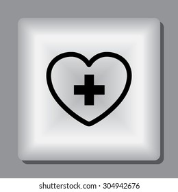 Heart with cross sign icon, vector illustration. Flat design style