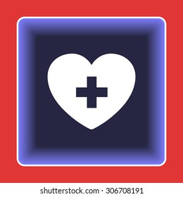 Heart with cross sign icon, vector illustration. Flat design style