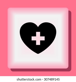 Heart with cross sign icon, vector illustration. Flat design style