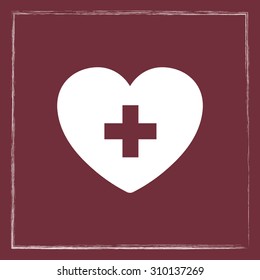 Heart with cross sign icon, vector illustration. Flat design style
