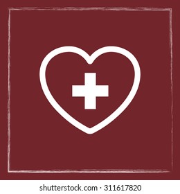 Heart with cross sign icon, vector illustration. Flat design style