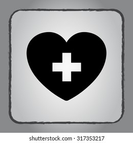 Heart with cross sign icon, vector illustration. Flat design style