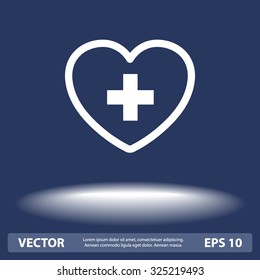 Heart with cross sign icon, vector illustration. Flat design style
