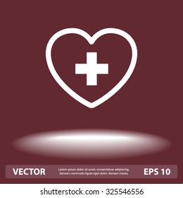 Heart with cross sign icon, vector illustration. Flat design style