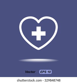 Heart with cross sign icon, vector illustration. Flat design style