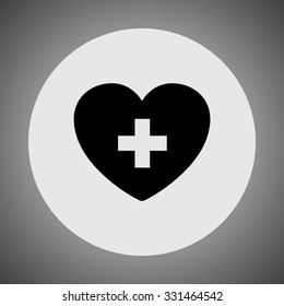 Heart with cross sign icon, vector illustration. Flat design style