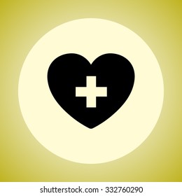 Heart with cross sign icon, vector illustration. Flat design style
