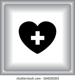 Heart with cross sign icon, vector illustration. Flat design style