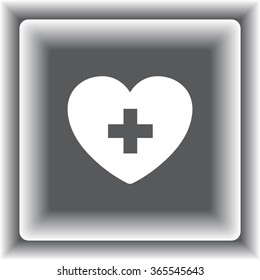 Heart with cross sign icon, vector illustration. Flat design style