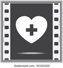Heart with cross sign icon, vector illustration. Flat design style