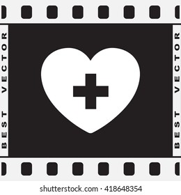 Heart with cross sign icon, vector illustration. Flat design style