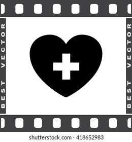 Heart with cross sign icon, vector illustration. Flat design style