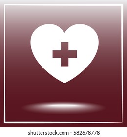 Heart with cross sign icon, vector illustration. Flat design style