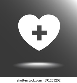 Heart With Cross Sign Icon, Vector Illustration. Flat Design Style