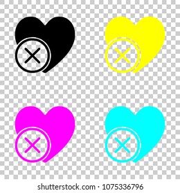 heart with cross. simple silhouette. Colored set of cmyk icons o