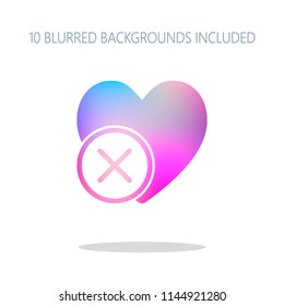heart with cross. simple silhouette. Colorful logo concept with simple shadow on white. 10 different blurred backgrounds included