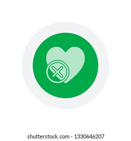 heart with cross. simple silhouette. Icon in colored circle with gray bold border. Web button, modern flat design