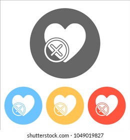 heart with cross. simple silhouette. Set of white icons on color