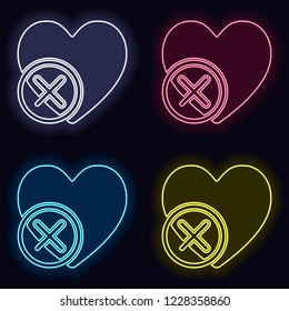heart with cross. simple silhouette. Set of fashion neon sign. Casino style on dark background. Seamless pattern