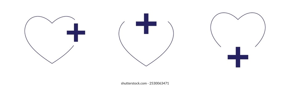 Heart and Cross Symbol Fusion Logos Showing Minimalist Visual of Love and Healing in Three Stages