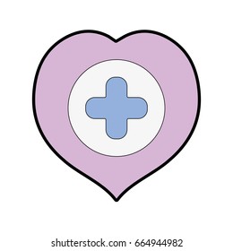 heart with cross symbol inside to helthcare