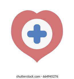 heart with cross symbol inside to helthcare