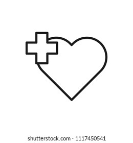 heart cross vector icon