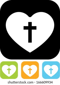 Heart And Cross Vector Icon 