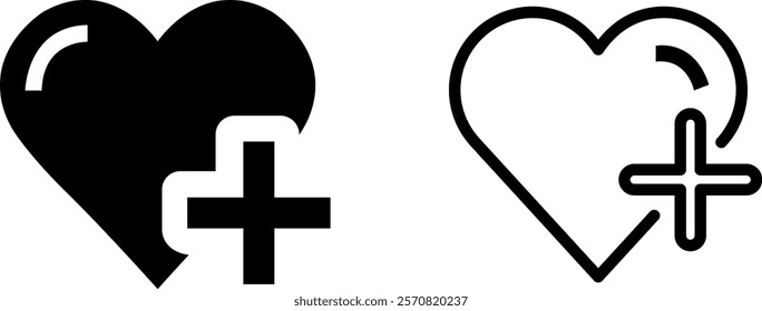 "Heart Cross Vector Icon Set: Love and Faith Icons for Design"