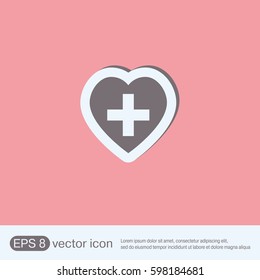 heart with cross. vector medical illustration.