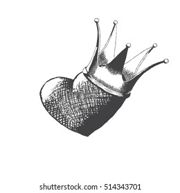 heart and crown hand drawing doodle royal heart heart of the king