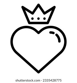 Heart with crown line icon. Valentines heart vector illustration isolated on white. Queen heart outline style design, designed for web and app. Eps 10