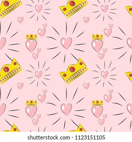 Heart crown pattern Seamless