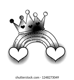 heart with crown pop art style