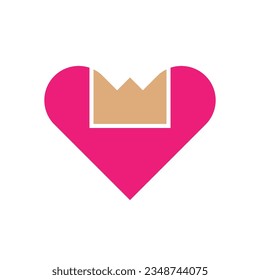 Heart crown simple modern logo design