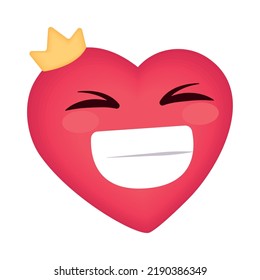heart with crown smiling isolated icon