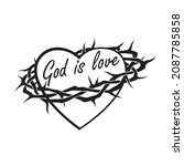 heart and crown of thorns icon isolated on white background