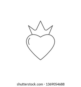 Heart crown vector icon trendy flat style design isolated