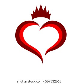 Heart with crown.  Vector illustration.