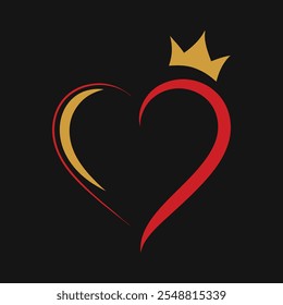 Heart with Crown Vector Illustration Design.