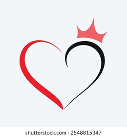 Heart with Crown Vector Illustration Design.