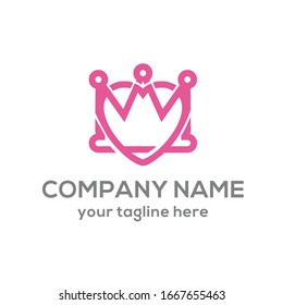 Logotipo del vector corazón y corona