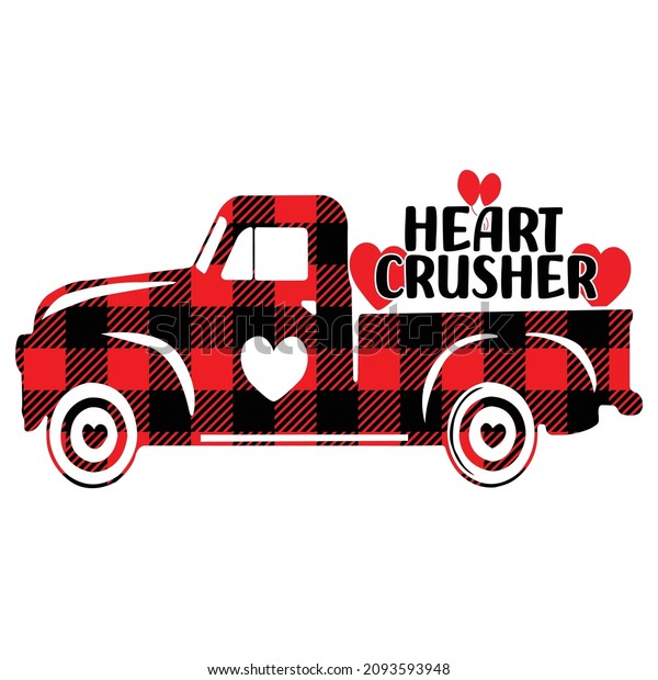 Heart crusher, Happy valentine shirt print
template, Cute heart, Valentine car in heart, Car with plaid
pattern, Valentine
illustration