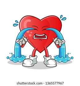 heart cry mascot vector cartoon illustration