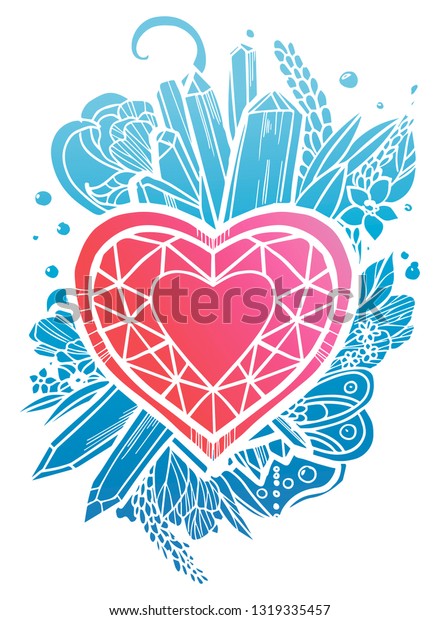 Heart Crystal Tshirt Design Coloring Book Stock Vector Royalty Free