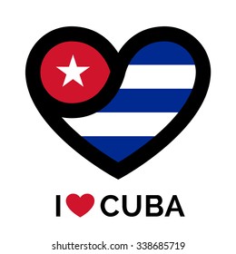 Heart Cuba flag icon. I love Cuba sign concept symbol. Icon on white background. Vector illustration.